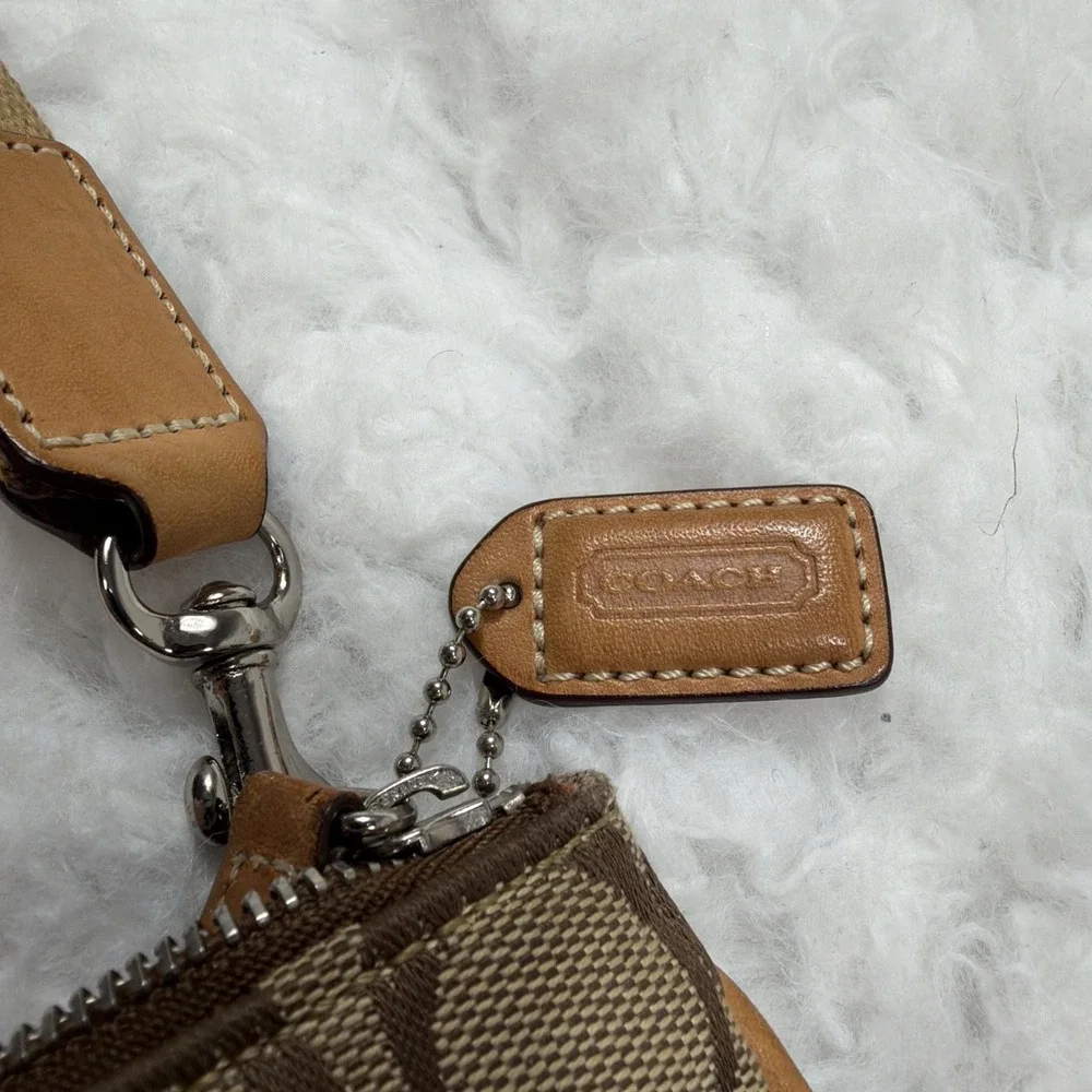 Vintage Y2K COACH Cross Body Shoulder Bag Satchel Beige Khaki Tan BIG C VTG 00's - Picture 4 of 12